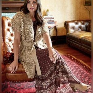 Good Hart Matilda Jane Parkway Vest Cardigan Sweater Womens‎ Small Belted Shaggy